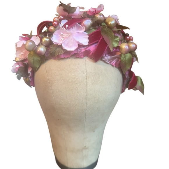 1940s/50s That Tynwood Distinction Floral & Fruit Adorned Fascinator Hat‎ - Picture 2 of 9